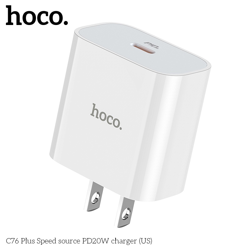 Củ sạc nhanh Hoco C76 Plus dòng PD 20W / QC3.0, cóc sạc dùng cho iPhone / iPad / Android - Chính hãng