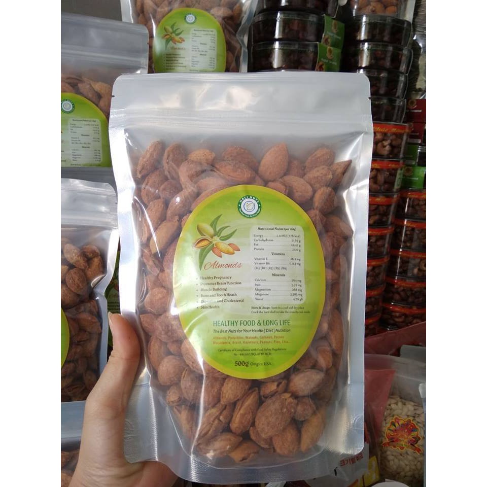 Hạt hạnh nhân rang bơ - Almonds bịch 500g hoặc hộp 450g