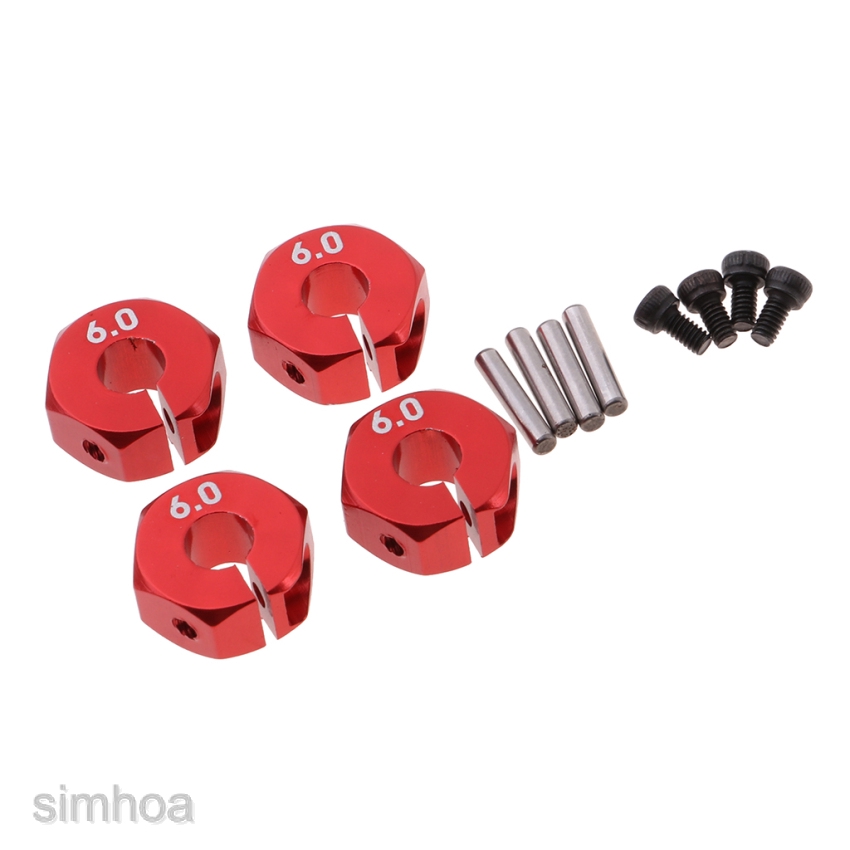 4pcs Wheel Hex Mount 12mm Hex Hub Red for 1:10 Scale RC Car Upgrade Parts