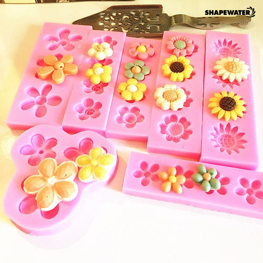 Khuôn Silicon Làm Bánh / Xà Phòng / Đất Sét Hình Hoa Dễ Thương DIY
