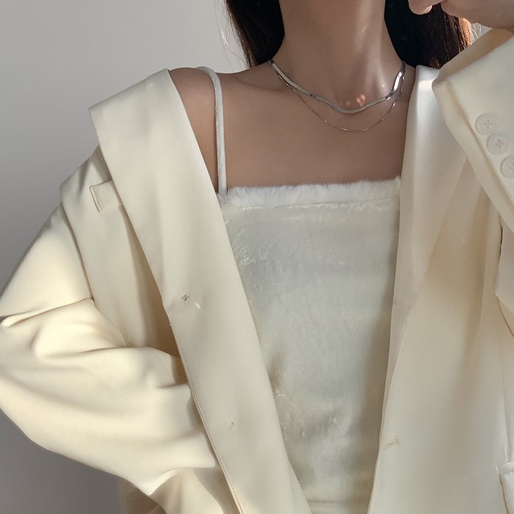 Vòng cổ xương rắn hai lớp màu vàng/bạc đơn giản khí chất dễ phối