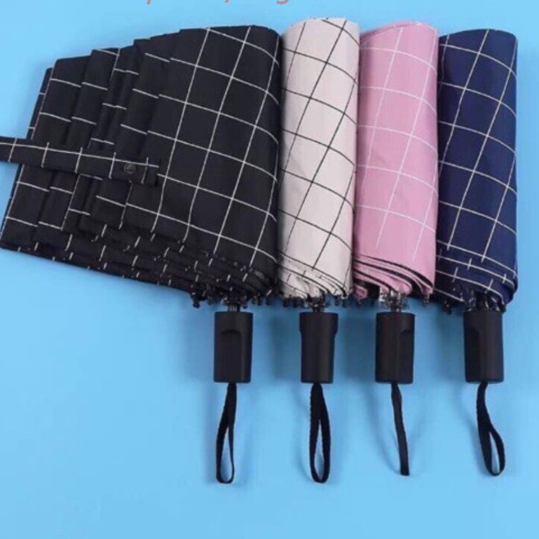 CÂY DÙ GẤP GỌN HOẠ TIẾT CARÔ (Nhiều màu) -[ Ô gấp, Dù đi mưa, dù che nắng, dù cute, dù gấp gọn ]