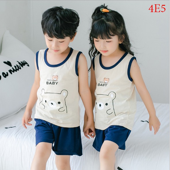 Bộ quần áo ba lỗ VEMZKIDS chất liệu cotton cao cấp thấm hút cho bé (11 - 33kg)