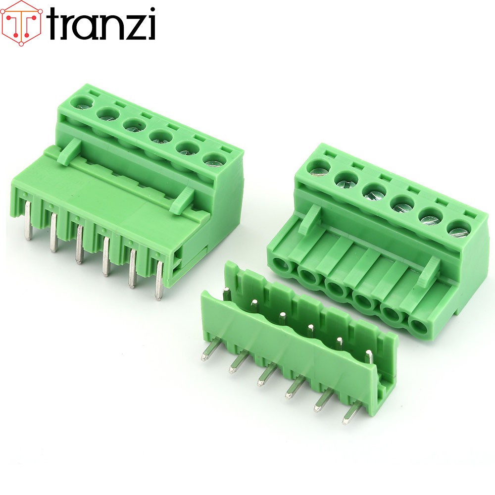 Cầu đấu 5.08mm 2EDG5.08 6P bộ đực cái chân cắm cong xanh - túi 5 bộ đực cái