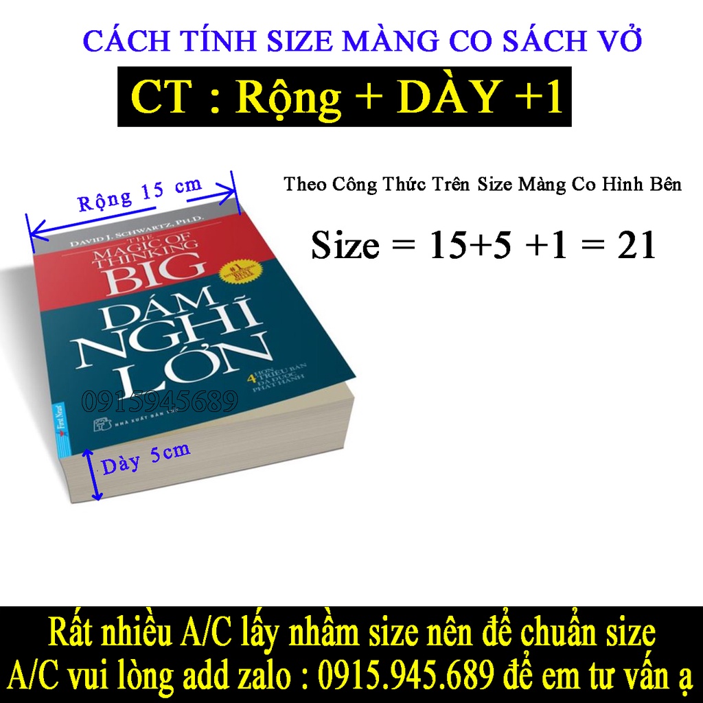 Màng Co Nhiệt PVC Loại 1 Bọc Bảo Vệ Niêm Phong Sách Vở Đủ Size