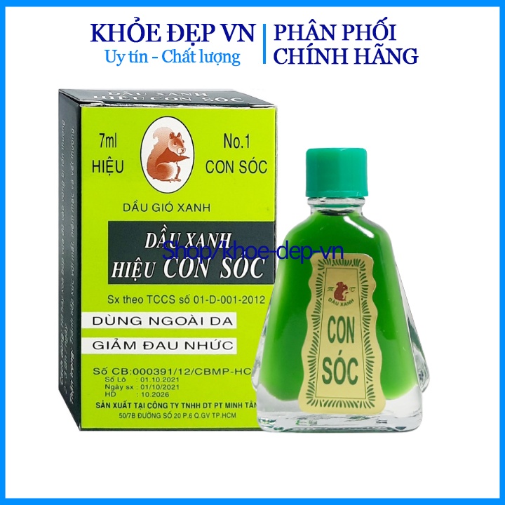 Dầu gió xanh hiệu con sóc ( lọ 7ml)