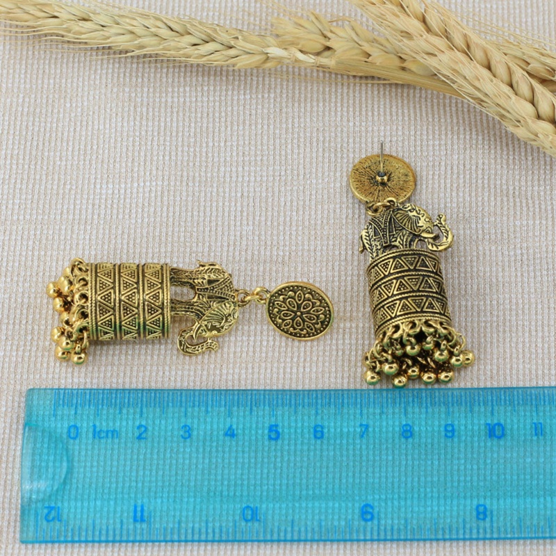 1 Cặp Bông Tai Tua Rua Hình Voi Phong Cách Ấn Độ Cổ Điển Cho Nữ