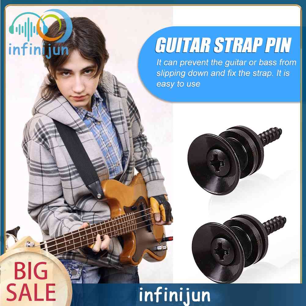 Set 2 Chốt Khóa Dây Đeo Đàn Guitar Bass Ukulele Bằng Kim Loại Chống Trượt