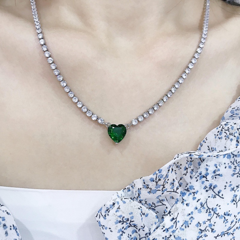 Vòng cổ bạc 925 mặt trái tim đính đá sang trọng tinh tế