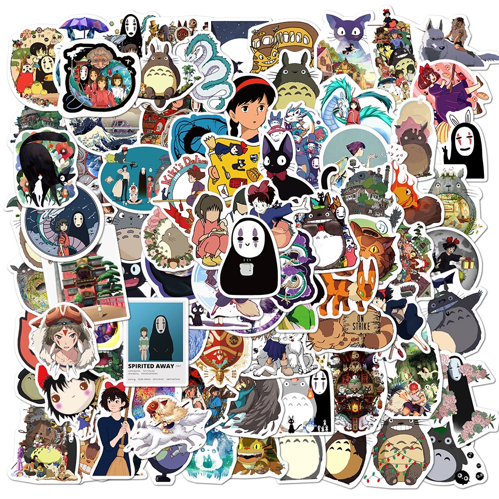 Set 100/50 Miếng Dán Hình Totoro Spirited Away Dễ Thương