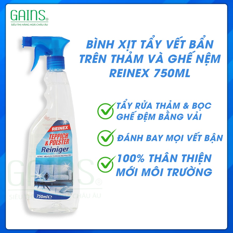 CHAI XỊT TẨY VẾT BẨN TRÊN THẢM VÀ GHẾ NỆM REINEX THƯƠNG HIỆU ĐỨC 750ML