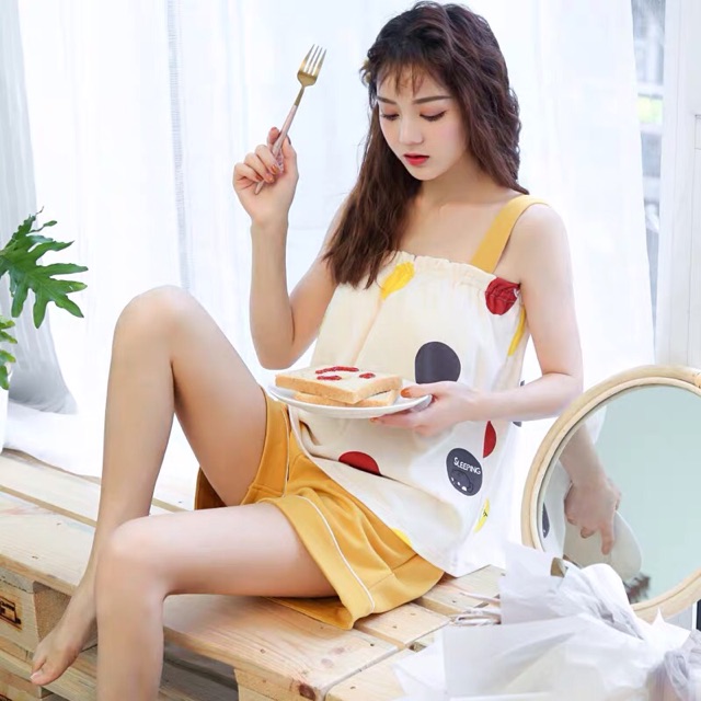 Bộ ngủ 2 dây kèm bra (có size to) | BigBuy360 - bigbuy360.vn