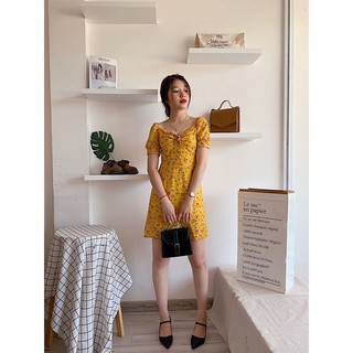 ĐẦM VÀNG HOA NÚT BỌC - HÀNG QC