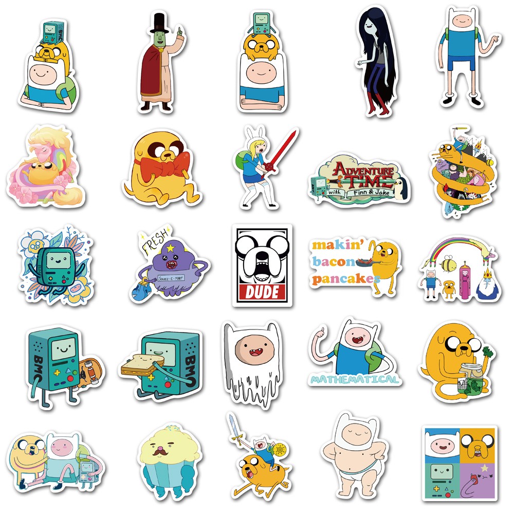 Set 50 miếng dán trang trí đồ thủ công hình anime Adventure Time