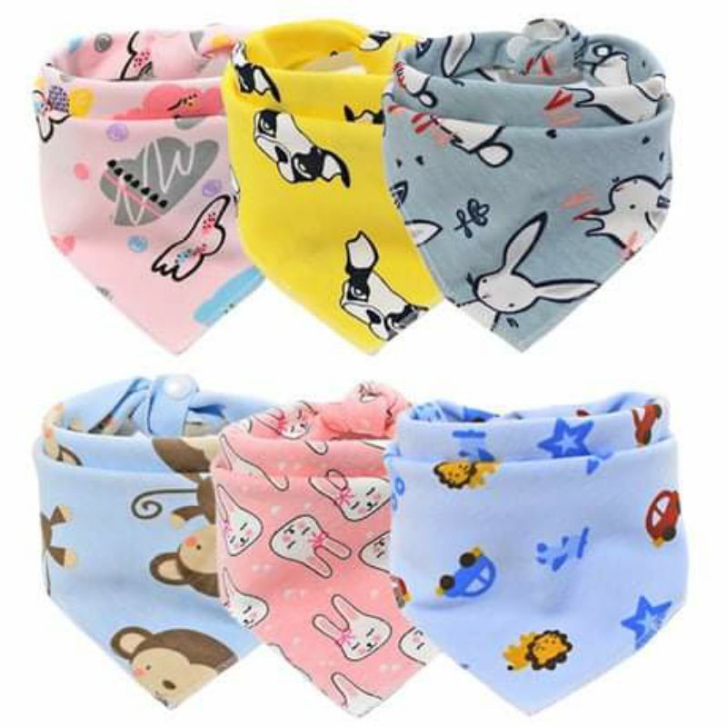 Yếm Tam Giác Cotton 2 Lớp Họa Tiết Cho Bé 0-4 Tuổi / MÃ MÀU