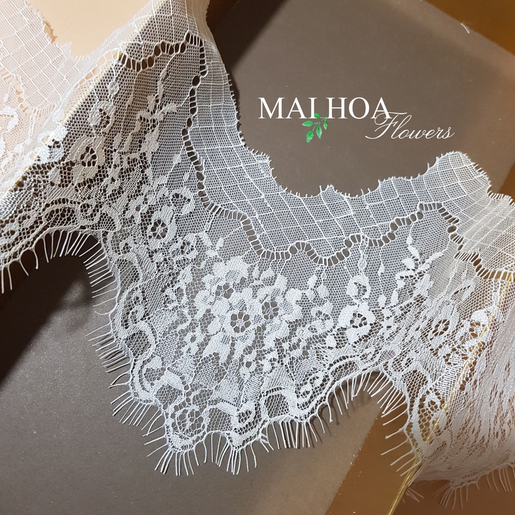 Dây vải ren lưới trắng LMI3Tdài 3 mét rộng ngang 12cm loại đẹp dùng may đồ và trang trí decor Maihoaflower
