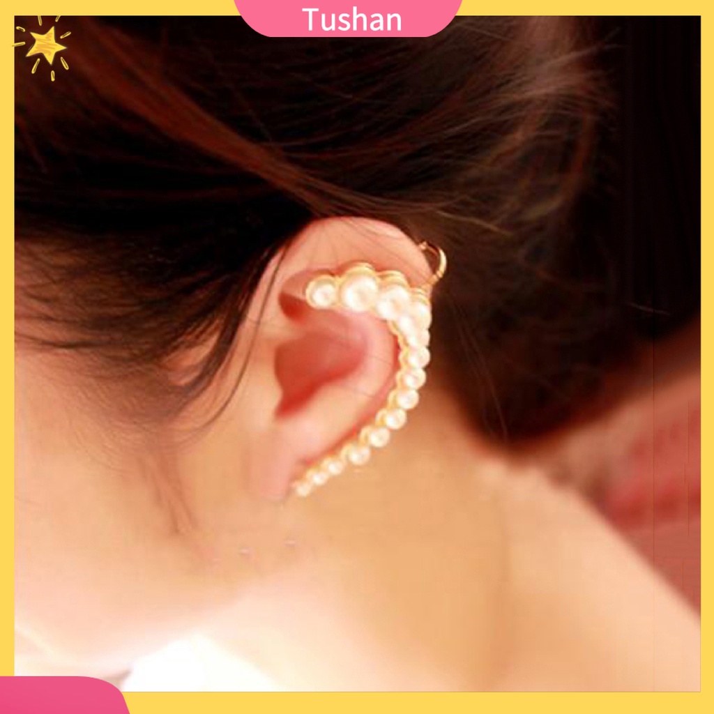 1 bông kẹp tai trái đính ngọc trai giả Punk Retro