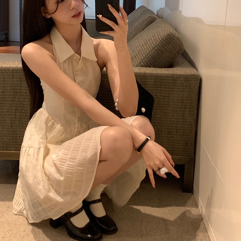 Váy Chiffon Không Tay, Cổ Polo, Kiểu Mới Dành Cho Nữ