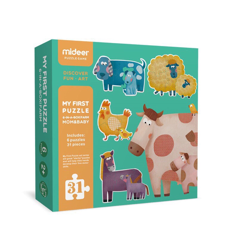Mideer xếp hình My 1st Puzzle - bộ mẹ con động vật - Mommy & Baby 25 miếng