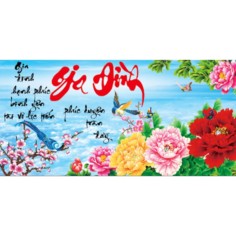 Tranh Thêu Chữ Thập 3D Gia Đình DV6037 (KHÁCH TỰ THÊU) KT:74X39CM