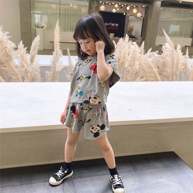 Bộ chuột Minnie trắng ghi(HÀNG SALE KO ĐỔI TRẢ)
