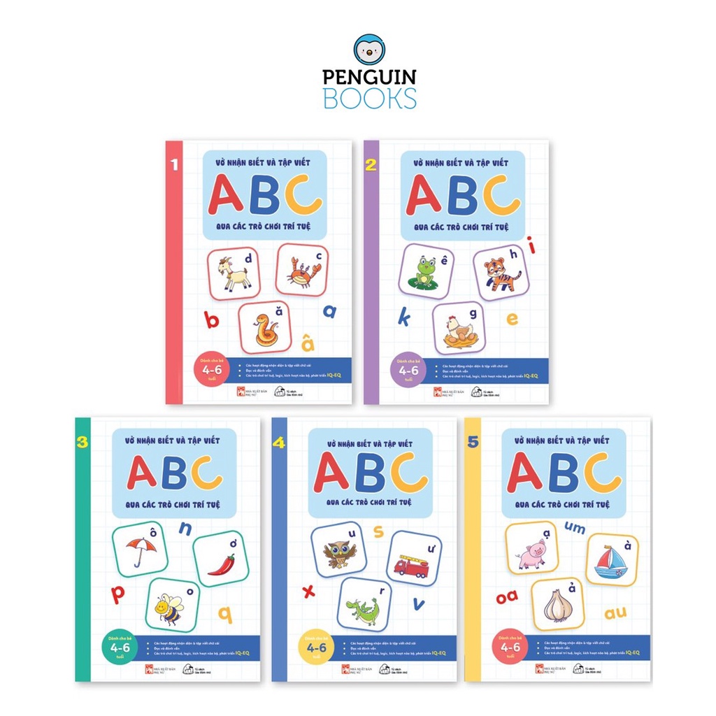 Sách Muki - Vở Nhận Biết Và Tập Viết ABC Qua Các Trò Chơi Trí Tuệ Từ 4-6 Tuổi (Bộ 5 Quyển)