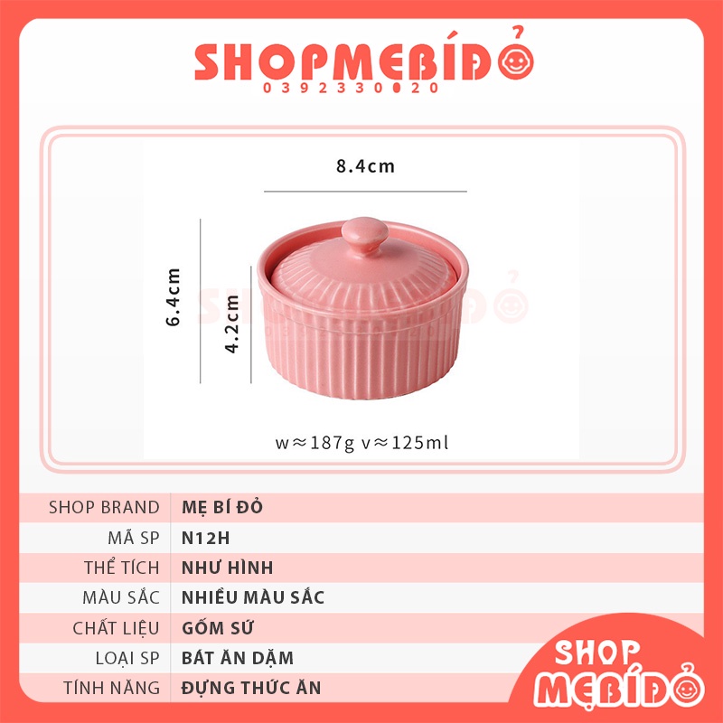 Bát Ăn Dặm Gốm Sứ Ramenkin Có Nắp 150ml