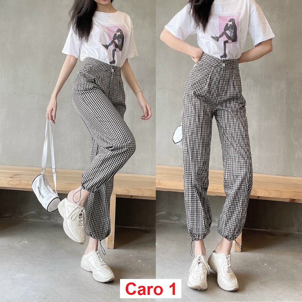 Quần Jogger nữ kẻ caro lai bo JBG14