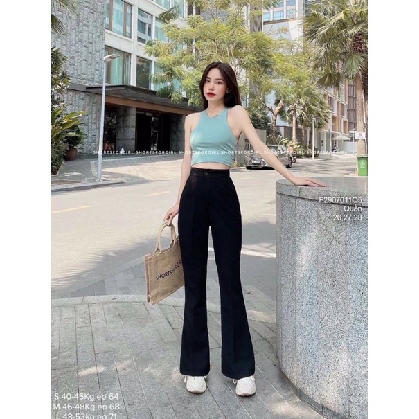 Quần tây dài đen loe ống kiểu TT2907
