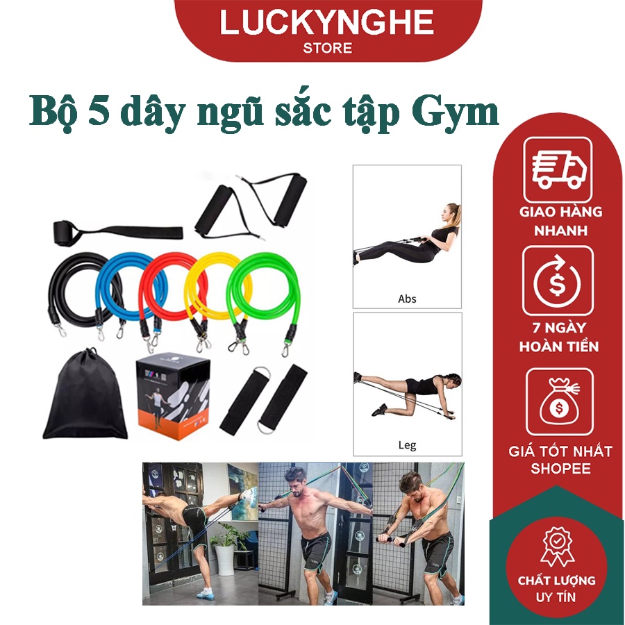 Bộ 5 dây ngũ sắc tập full body - dụng cụ tập gym