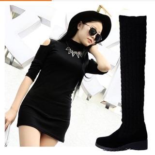 Giày boot ống len trên gối