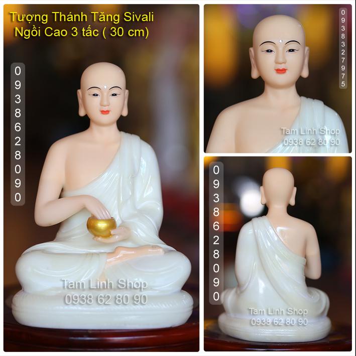 Tượng Ngài Thánh Tăng Sivali cao 30 cm bằng đá Poly hàng đẹp.