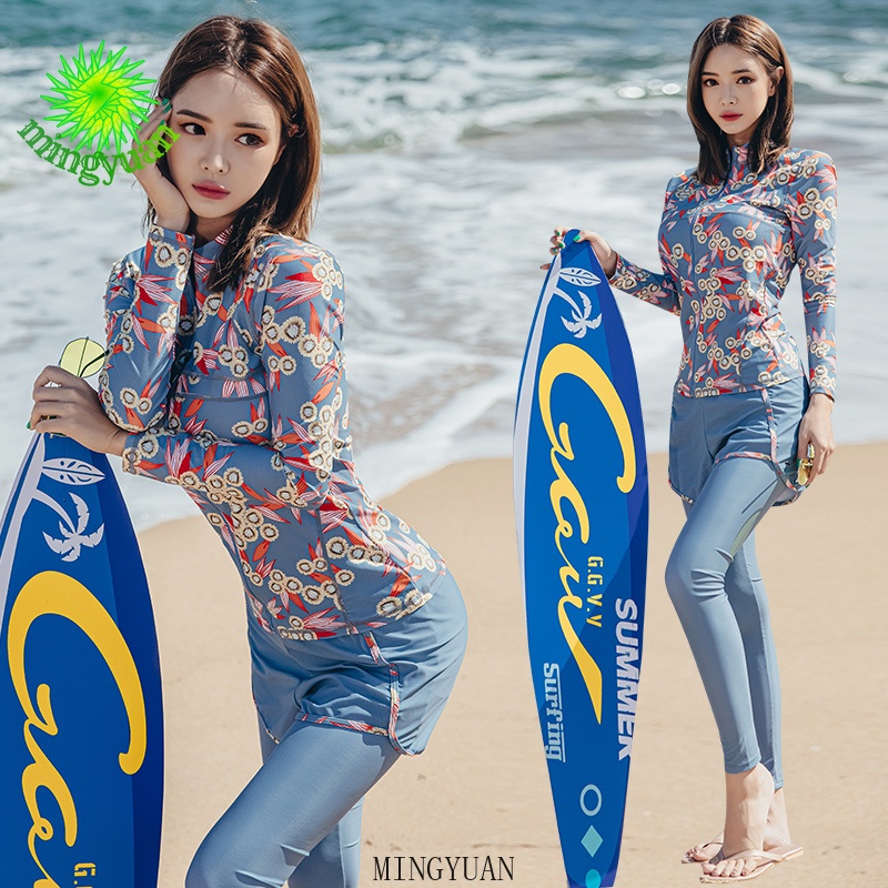 Bộ Đồ Bơi Tay Dài Chống Nắng Dáng Ôm Nhanh Khô Che Bụng Thời Trang Cao Cấp Cho Nữ