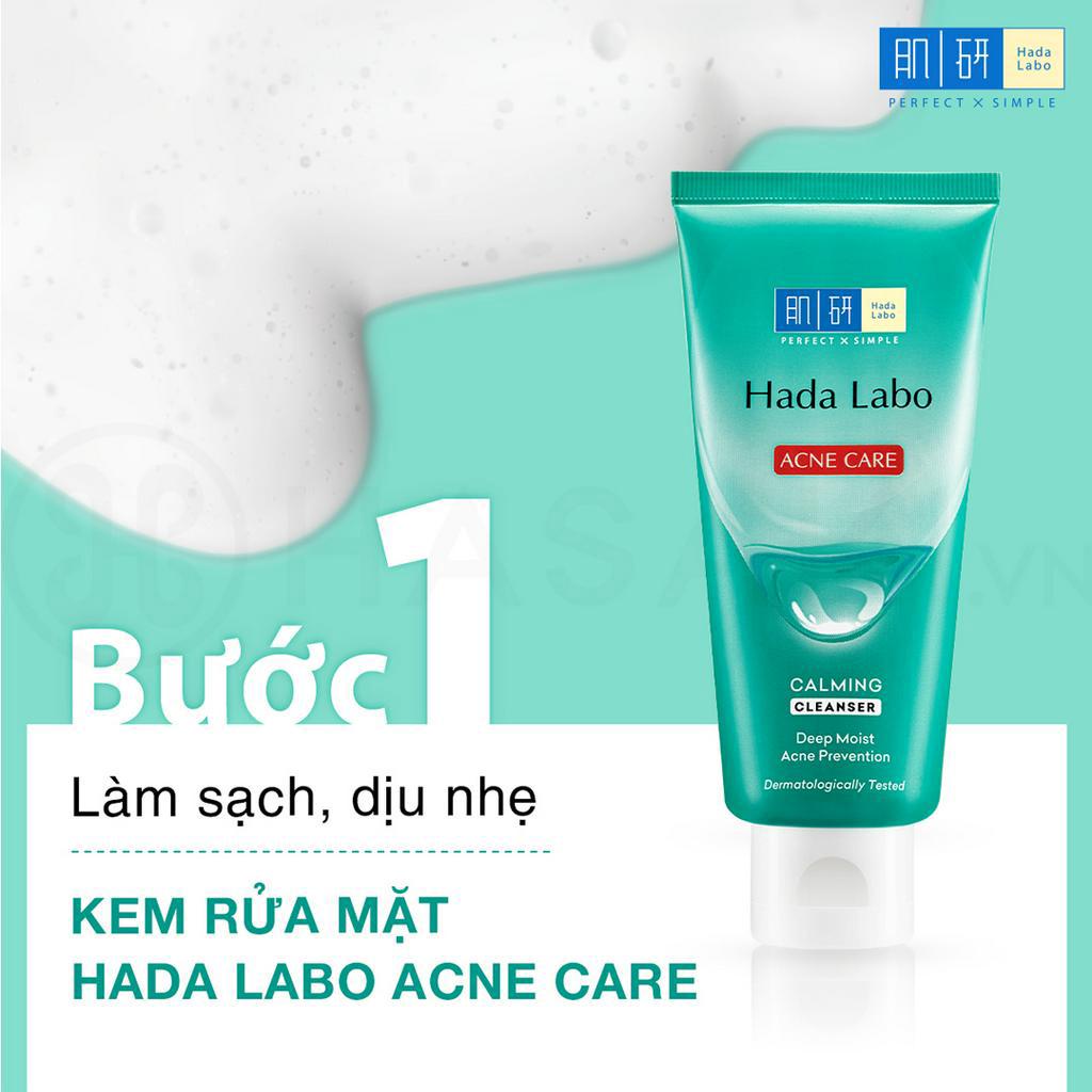 Sữa rửa mặt cho da mụn, nhạy cảm Hada Labo Acne Care Calming Cleanser 80g