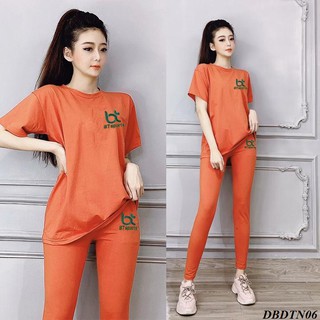 [HOT HOT] Đồ Bộ Mặc Nhà Quần Dài Áo Cùng Màu In Hình Đơn Giản Dễ Mặc - DBDTN06