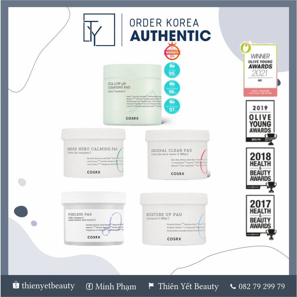 Bông Tẩy Da Chết Dành Cho Da Dầu, Mụn Cosrx One Step Original Clear Pad
