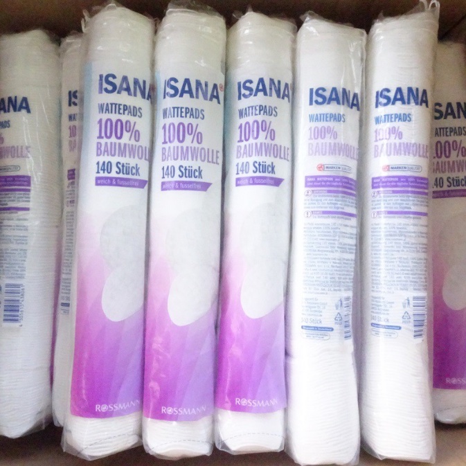 Bông tẩy trang Isana &amp; Ebelin Đức 140 miếng mềm mịn, không xơ, an toàn - Shop Viloet