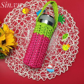 Túi đựng bình giữ nhiệt,len, sợi, handmade 500ml