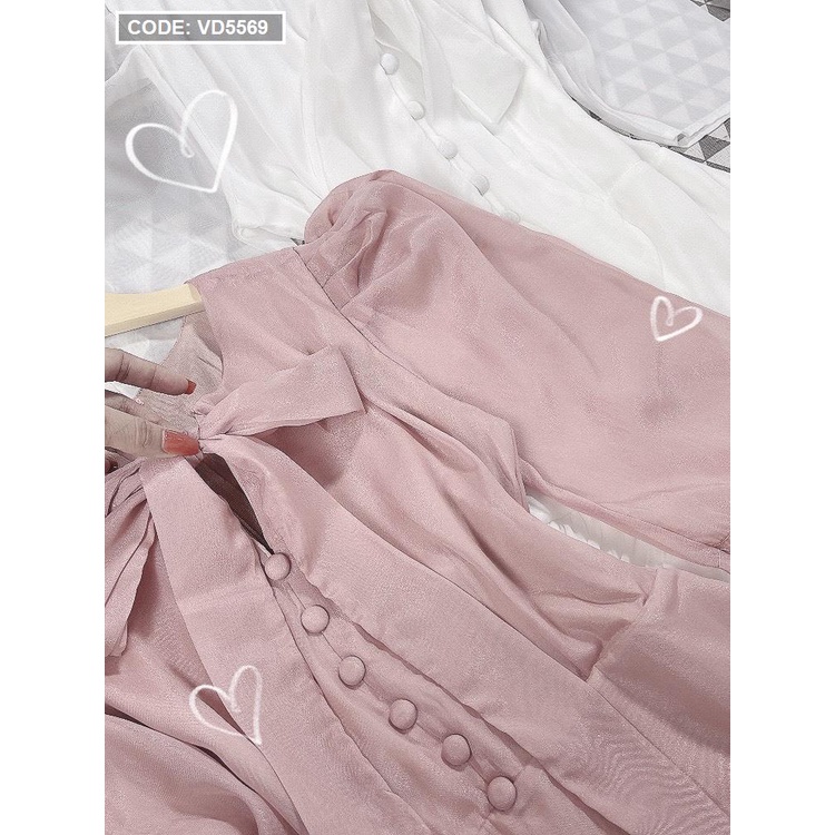 [HCM – hàng cao cấp] Mẫu đầm nữ đẹp Baby doll nơ cổ nút ngực. Freeship toàn quốc. | BigBuy360 - bigbuy360.vn