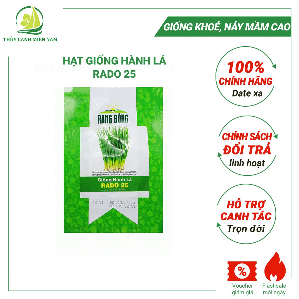 Hạt giống hành lá RADO 25 (2.5g) | Giống Khoẻ, Tỉ Lệ Nảy Mầm Đến 90%, Có Hỗ Trợ Trồng Rau Tại Nhà