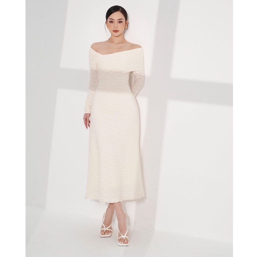 MOLLYNISTA - (ORIGINAL) Đầm Luna tay dài chéo vai quyến rũ nữ tính thiết kế cao cấp đi chơi đi tiệc gợi cảm