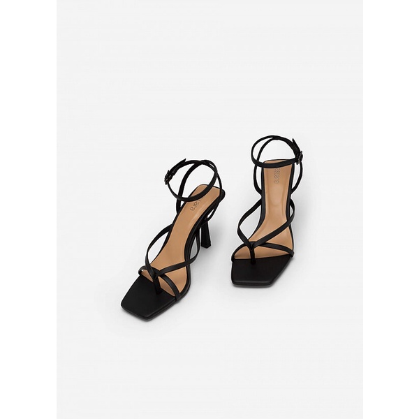 Vascara GIÀY SANDAL ANKLE STRAP QUAI NGANG PHỐI KẸP - SDN 0723 - MÀU ĐEN