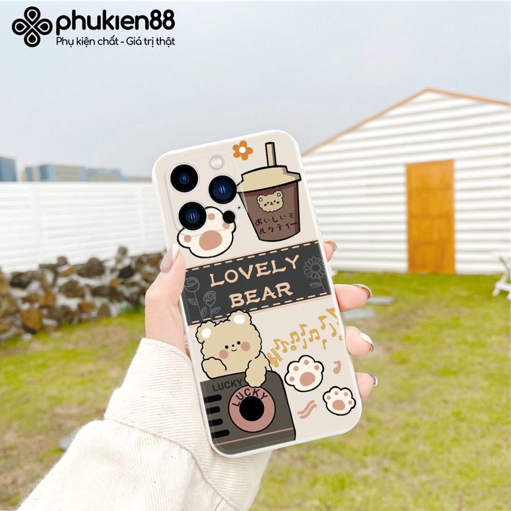 Ốp lưng ip Lovely Bear  cạnh vuông 6/6plus/6s/6splus/7/7plus/8/8plus/x/xr/xs/11/12/13/pro/max/plus/promax