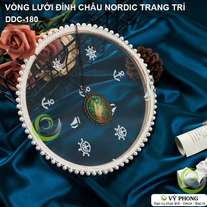 VÒNG LƯỚI THÊU ĐÍNH HẠT CHÂU HANDMADE NORDIC TRANG TRÍ CHỤP HÌNH ĐẠO CỤ CHỤP ẢNH SẢN PHẨM INS DDC-180