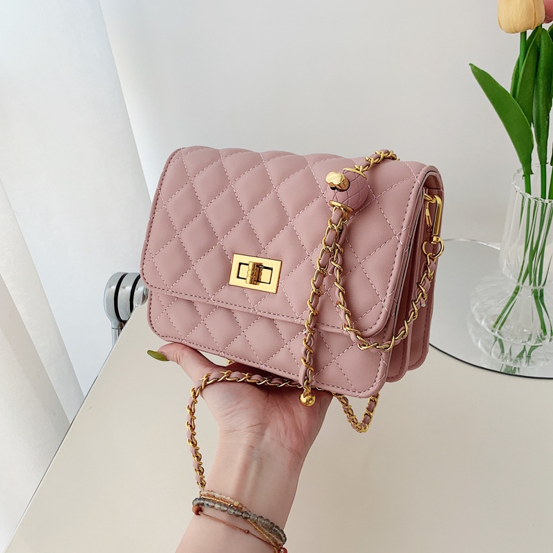 Túi đeo vai IELGY hình vuông size nhỏ họa tiết hình thoi nhiều màu sắc thời trang cho nữ