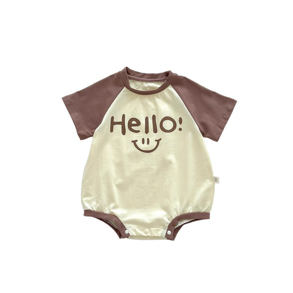 Áo Liền Quần Ngắn Tay In Chữ Chất Liệu Cotton Thời Trang Mùa Hè Dành Cho