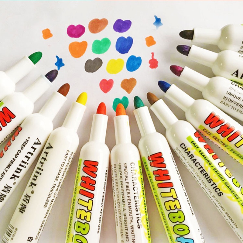 Bút Lông Đánh Dấu Bảng Trắng 12 Màu Sắc Khác Nhau Dễ Lau Chùi
