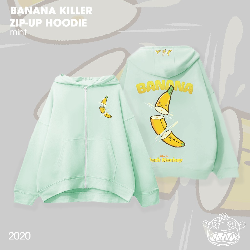 [CHÍNH HÃNG - TẶNG TÚI TOTE] Áo Khoác Trái Chuối Hoodie Zip-Up Black Monkey - Banana Killer Màu Xanh Mint