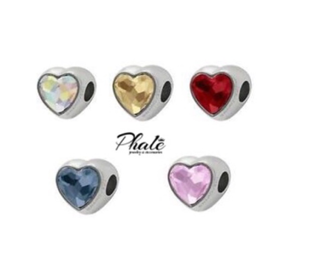 BeCharm Pha Lê Swarovski Trái Tim Đính Đá S14mm
