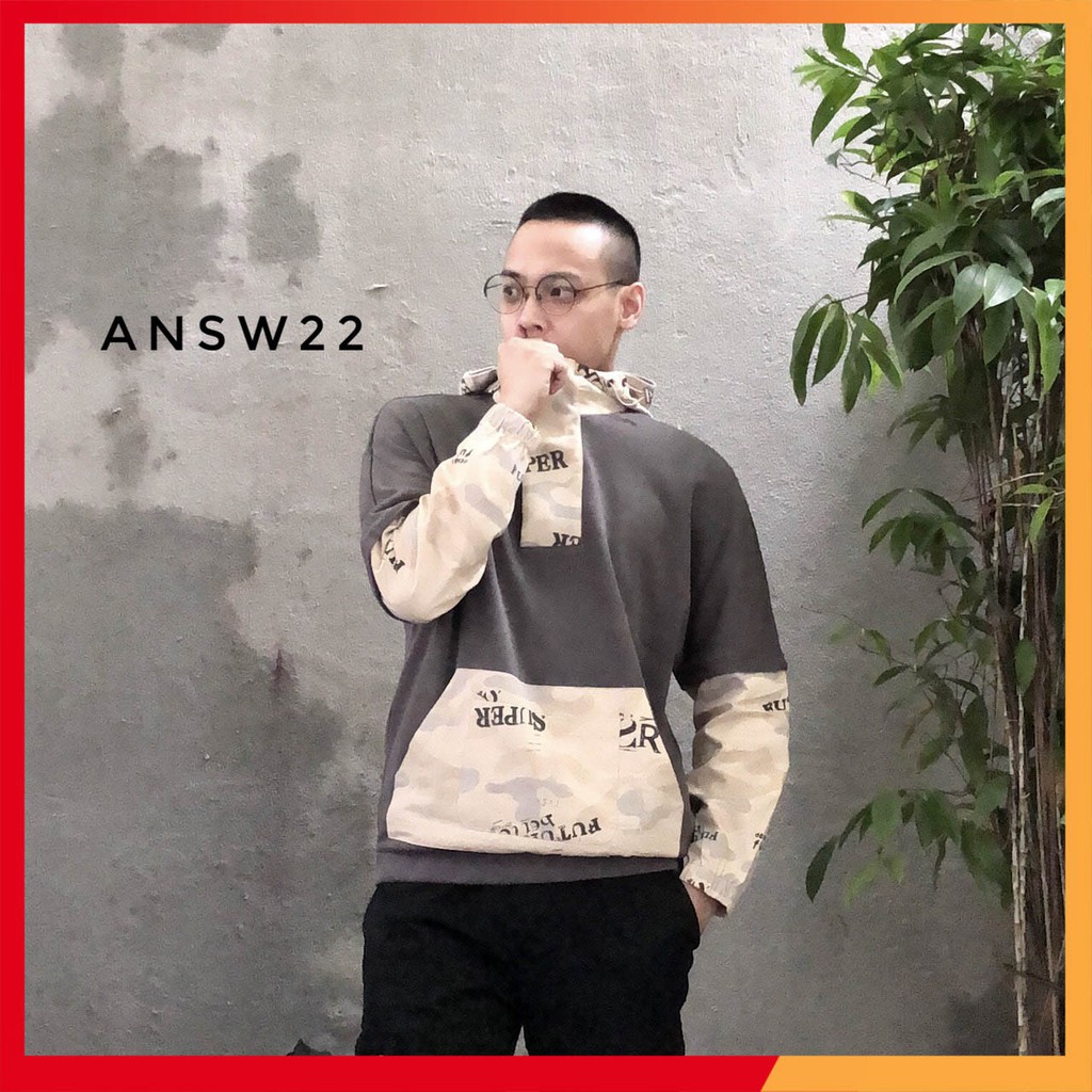 Áo hoddie nỉ sweater cao cổ dài tay nam cotton cao cấp ANSW22